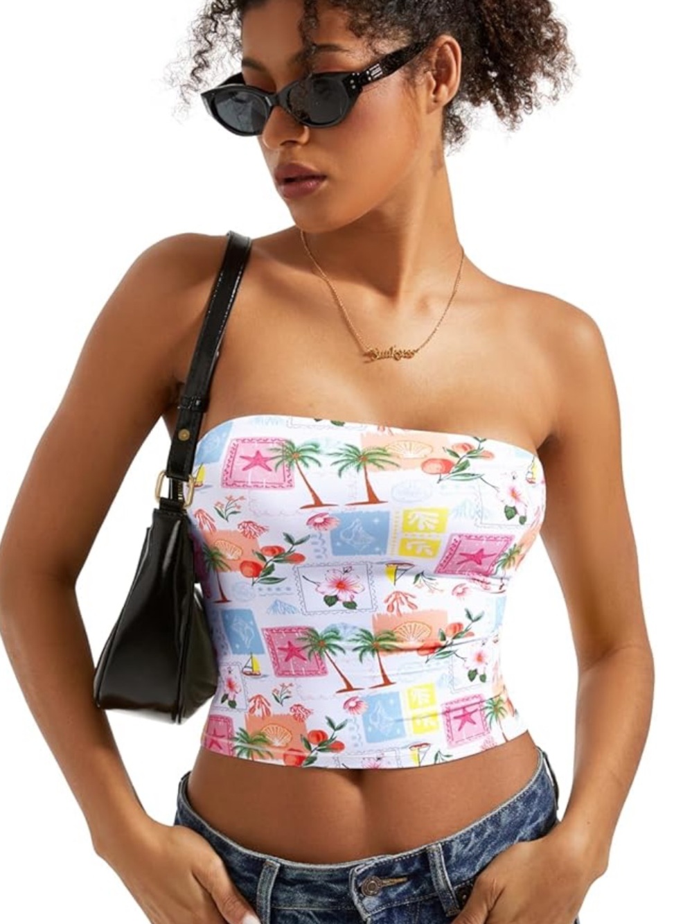Strapless Tropical Print Tube Top - XS BRAND NEW